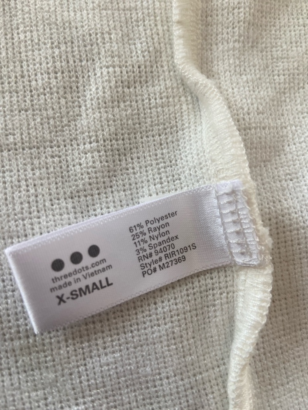 Cream Wrap Front Long Sleeve Top, size XS, Three Dot brand - Picture 12 of 13